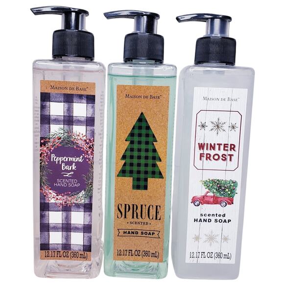 NEW MAISON DE BASE Winter Christmas Scented Hand Soaps 360 ml each ~ Set of 3 - Picture 1 of 6